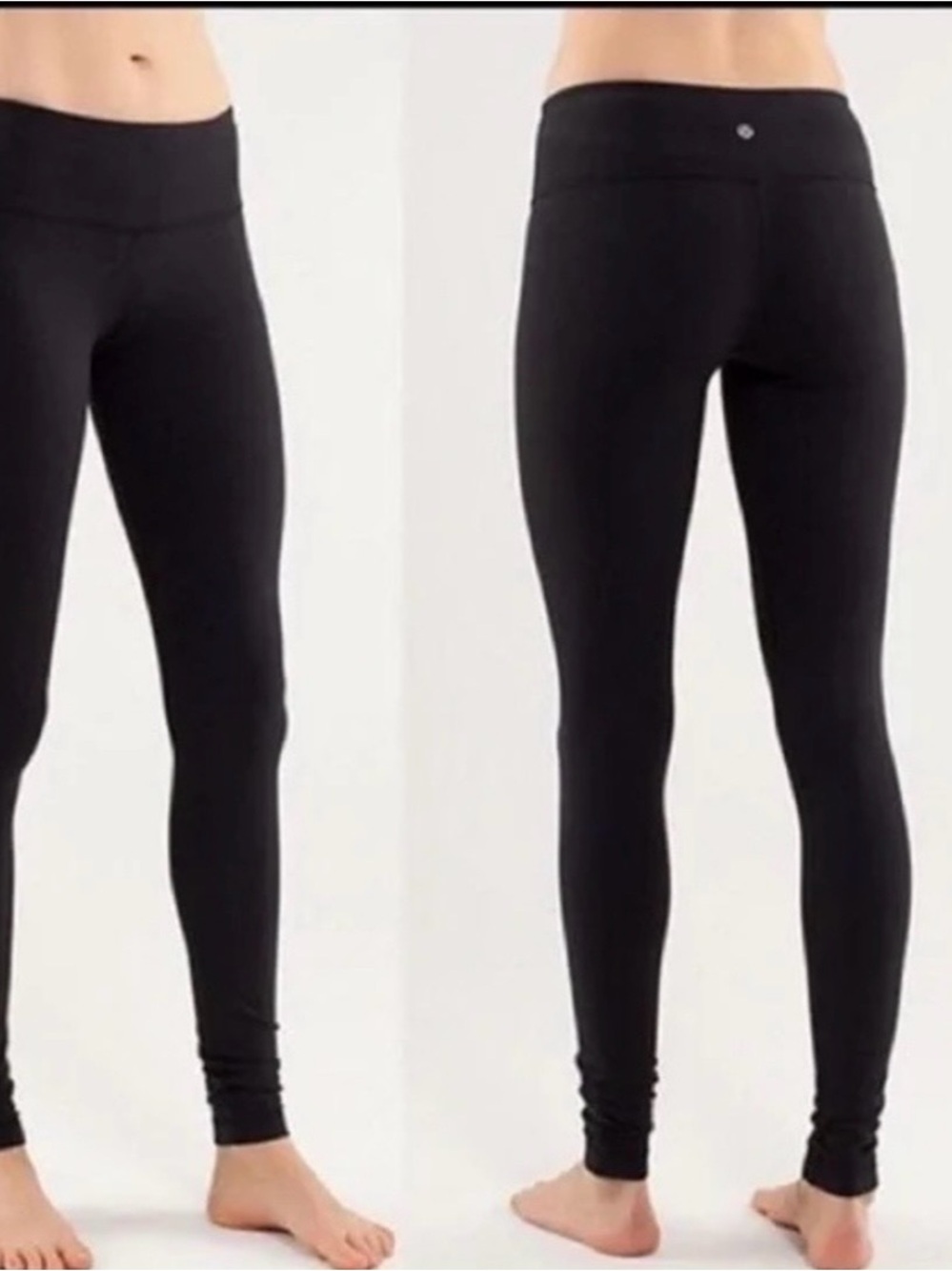 lululemon athletica Black Leggings with White Logo Dot